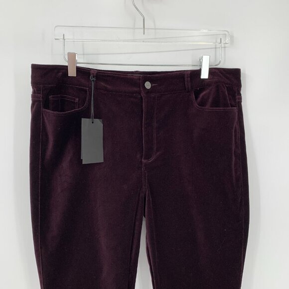 Paige Claudine high waist flared velvet jeans pants ankle new Black Cherry 33 16 - Picture 3 of 5